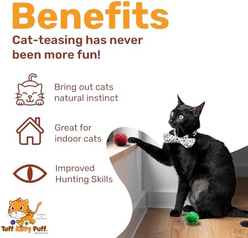 Tuff Kitty Puff Jumbo 2 Inch Sparkle Ball Cat Toy – 6pk Multi-Color
