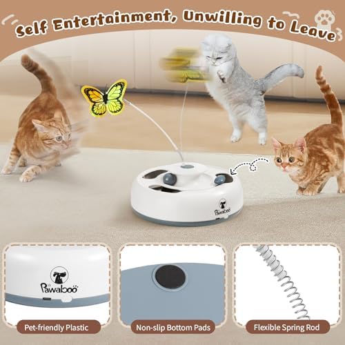 Pawaboo 3-in-1 Automatic Interactive Cat Toy, Electronic Motion Kitten Toy