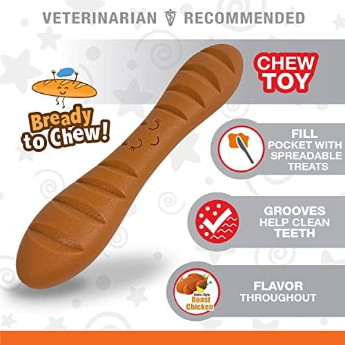 Nylabone Baguette Power Chew Toy for Dogs, Dog Toys for Aggressive Chewers, Roast Chicken Flavor, Large Dogs - Up to 50 lbs, 1 Count