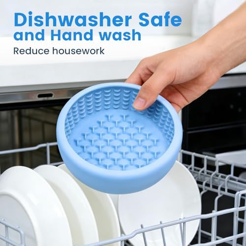 Dog Lick Bowl,Freezeable Anxiety Relief Non-Slip Silicone Treat Bowl,Durable Anti-Choking Long-Lasting Enrichment Slow Feeder Licking Mat for Mediuml Large Breed, BPA Free Silicone Dishwasher Safe