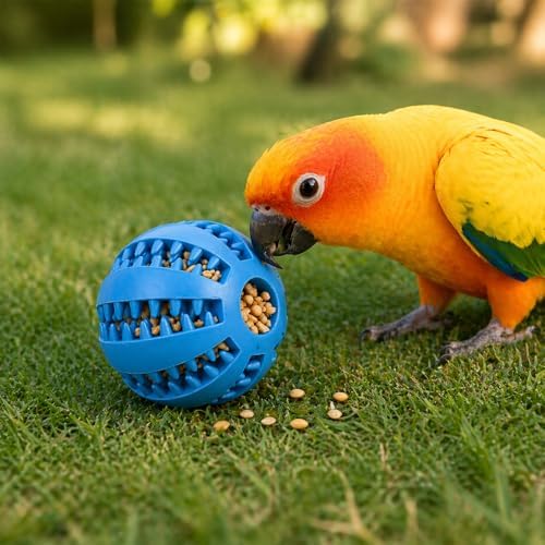 Foraging Toys for Birds, 2PCS Parrot Feeder Chew Toy Balls, Bird Foraging Toys for Parakeets and Cockatiels, Bird Chew Toys for Parrots, Slow-Feeding Pet Enrichment Toy