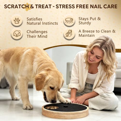 Dog Nail Scratch Board with Treat Box, Adjustable Resistance Scratch Pad for Dogs with Suction Cup & Nano Tape, Dog Nail File Board for Stress-Free Claw Care & Slow Feeder for All Breeds - Black
