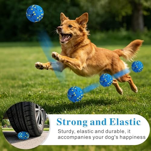 Idepet Dog Toy Ball Tennis Balls for Aggressive Chewers,Nontoxic Bite Resistant Toys ETPU High-Bounce Floating Fetch Toys for Teething for Small Medium Dogs (Bluegreen&BlueYellow, 4 Balls-2.75in)