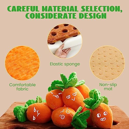 Nocciola Carrot Puzzle Dog Toys, 12PC Squeaky Carrots & Farm Snuffle Mat for Hide and Seek Snuffle Toys for Small and Medium Dogs, Carrot Patch Dog Toy to Keep Them Busy