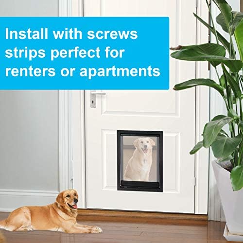 CEESC Medium Dog Door, Mag Flap & Closing Panel, Black, Up to 20 lbs
