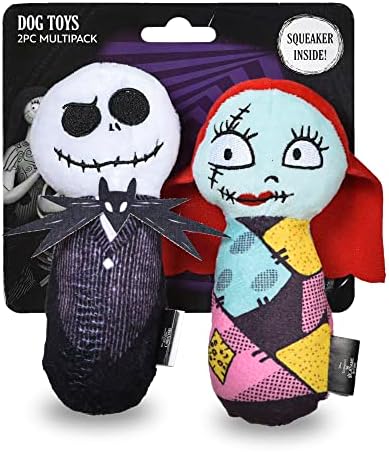 Disney Nightmare Before Christmas Jack and Sally Plush Dog Toy, 6 Inch