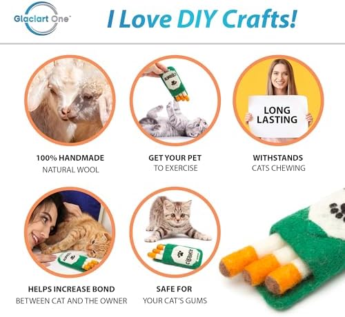 Glaciart One Catnip Joint & Leaf Cat Toy Set | Cat Crack for Funny Kittens, Stimulating Toys for Boredom, Exercise & Play | Filled w/Organic Catnip to Excite/Calm Kitty | Organic Idea