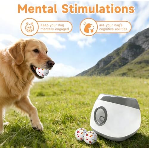 Automatic Dog Ball Launcher, 6 ETPU Balls, Adjustable Distance