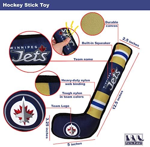 Pets First NHL Winnipeg Jets Stick Toy for Dogs & Cats. Play Hockey with Your Pet with This Licensed Dog Tough Toy Reward!