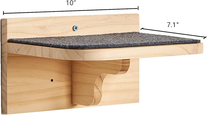 SHENGOCASE 2-Pack Cat Wall House, Wall-Mounted Shelves Perch Furniture Set with 3 Steps, Natural Wood, Washable Cat Cushions