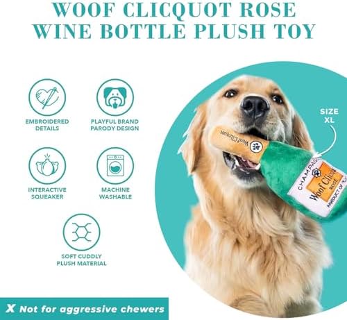 Haute Diggity Dog Woof Clicquot Rose' Plush Dog Toy, Wine Parody Chew Toys