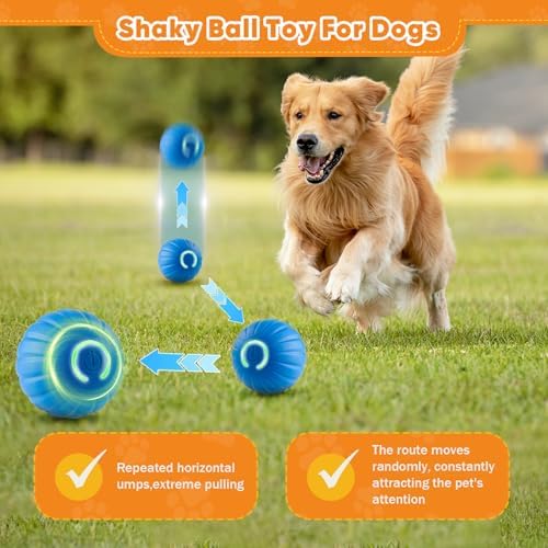 2PCS Shaky Ball Toy for Dogs, Vibrating Dog Ball, USB Rechargeable, Interactive, Automatic Moving, Bouncing, Perfect for Small, Medium, Large Dogs (Small, Cucurbit)