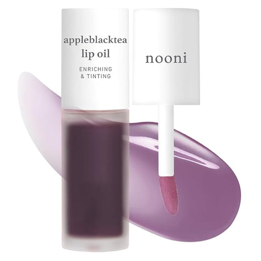 NOONI Korean Lip Oil - Appleblacktea | Long-Lasting, Moisturizing, Plumping, Revitalizing for Dry Lips, Waterproof, No Peel Off, Hydrating, Nourishing Crystal Clear, Stocking Stuffers, 0.12 FL Oz
