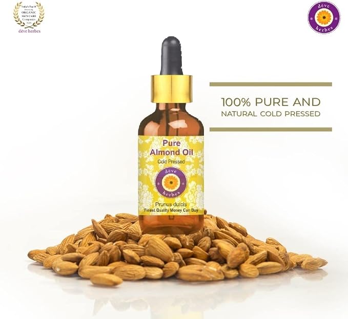 Deve Herbes Pure Almond Oil (Prunus dulcis) Cold Pressed 30ml (1 oz)