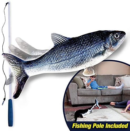 Ontel Flippity Fish Interactive Cat Toy with Catnip & Fishing Pole - Touch Activated, Rechargeable Pet Toy to Help Reduce Stress & Bad Behavior (Pack of 2) - As Seen On TV