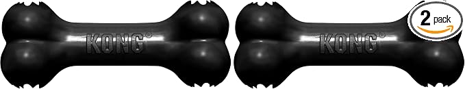 KONG - Extreme Goodie Bone Most Durable Natural Rubber Dog Bone for Power Chewers - Black - for Medium Dogs (Pack of 2)