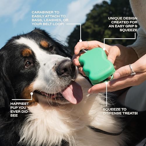Springer Springland Dog Treat Pouch for Effort-Free Squeeze Dispensing - Easy-Fill, Food-Grade Silicone Treat Pouches for Pet Training - Includes Carabiner-Black