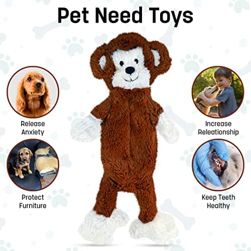 FGA MARKETPLACE Bundle of 5 Flat NO Stuffing NO Squeak Plush Dog Toys, Funny Style Will Entertain Your Pet for Hours, Recommended for Small and Medium Dog 21 INCH Long