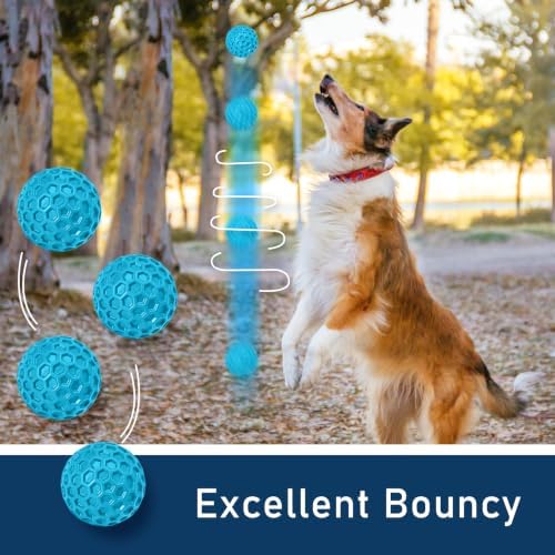Indestructible Squeaky Dog Ball for Aggressive Chewers, Rubber Interactive Dog Toy for Teething, Relieving Anxiety. Chew Toy for Large, Medium Breeds, Outdoor & Indoor Ball.