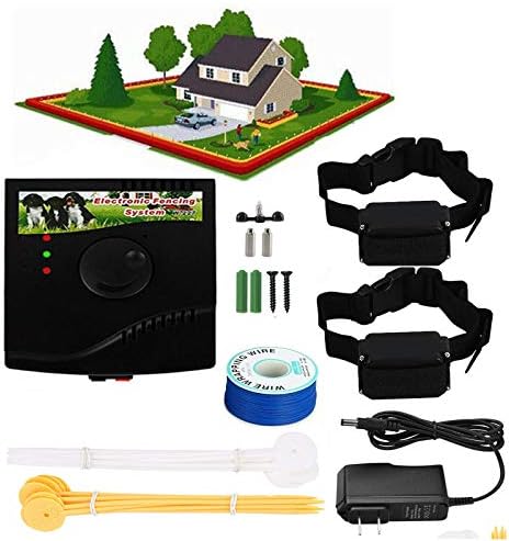 In-Ground Electric Dog Fence, Pet Containment System Waterproof Training Collar Receivers with 300m Underground Boundary Wire, Shock Tone Correction for Small Medium Large Dogs,for2dogs