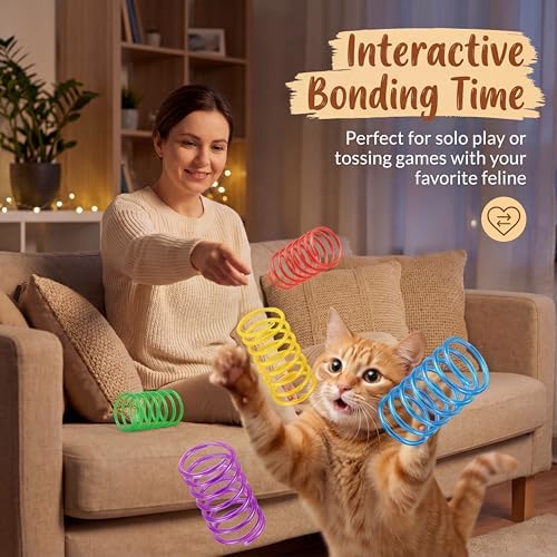 Fashion's Talk 12 Colors Cat Spring Toys Colorful Plastic Springs for Indoor Cats Kittens Interactive Swat, Bite & Hunt Play
