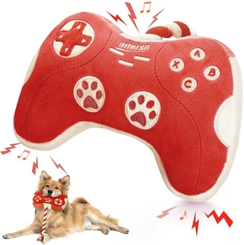 MTERSN Funny Squeaky Dog Toys for Small Dogs, Party and Playtime, Red