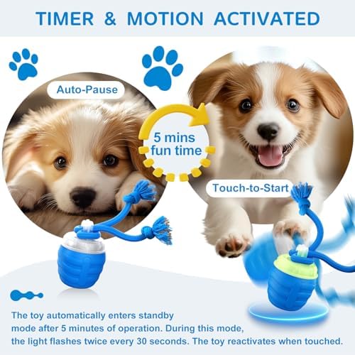 Interactive Dog Toys Ball, Automatic Motion Activated Dog Interactive Toy for Medium/Large Dogs, Moving Dogs Ball for Boredom(Blue)