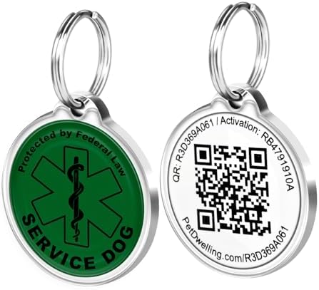 Pet Dwelling Service Dog Pet ID Tag Pet Dwelling Service Dog ID Tag with QR Code – Scan to Contact Owner Instantly, No App Needed, Smart Dog & Cat Tag with Free Personalized Pet Profile
