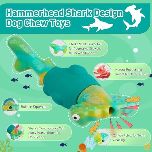 BIKIISEN Dog Toys for Aggressive Chewers, Squeaky Tough Chew Toys | Interactive Dog Chew Toys for Large Dogs, Dog Toys Keep Them Busy, Gift Toys for Medium/Large Breed (Green)