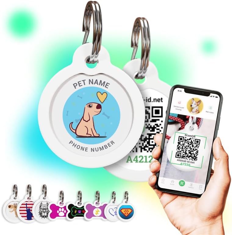 QR Code Dog Tag Personalized Pet Id Tags Engraved Dog Name Plate for Dogs Puppy Cat Kitten («I Am Cute»)