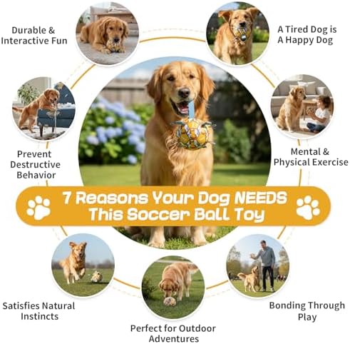 Dog Soccer Ball with Straps, 6 Inch for Small and Medium Dogs, D