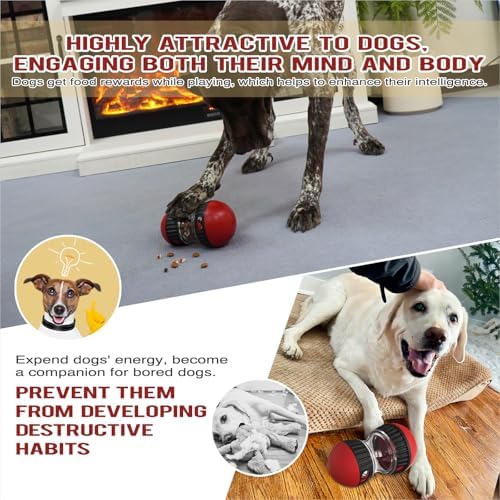 Interactive Dog Puzzle Toy - Mental Stimulation Rolling Treat Dispenser Ball & Slow Feeder Bowl Combo Set | Keeps Your Beloved Dog Focused & Busy | Extra Large Adjustable Treat Dispenser