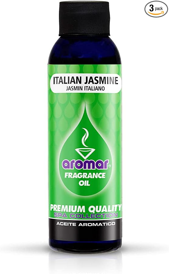 AROMAR Premium Fragrance Oil, 4oz Bottle 3 Pack Long Lasting Aromatic Scent, Fresh and Revitalizing Aromatherapy for Living Room, Bedroom, and Kitchen 12oz Italian Jasmine
