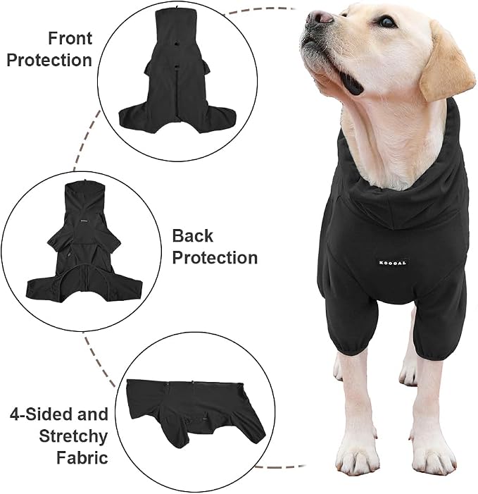 Dog Pajamas for Large Dogs, Extra Large Stretch, Suitable for Adult Medium-Sized Dogs, Large Pet Jumpsuit Four-Legged Dog Clothes, Surgical Recovery Pet Clothing (Black, 6XL)