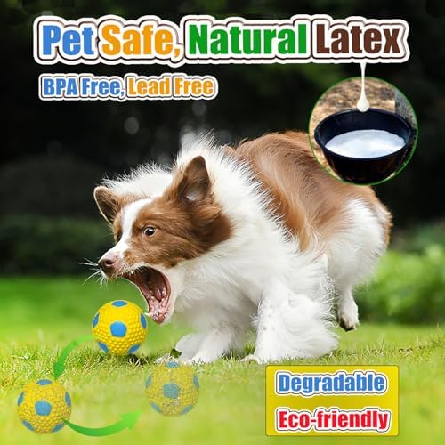 HOLYSTEED Squeaky Dog Toys for Medium Dogs, 2.6" Round Latex Soccer Balls