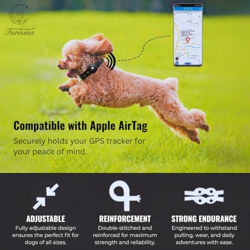 Genuine Leather Dog Collar with Smart Tag Holder Compatible with AirTag, Scratch-Resistant Finish, Microfiber Lining, Adjustable Design for All Breeds (Brown, Medium: Width = 1.2"; Neck = 12" - 18")