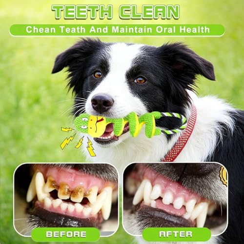 Chew Resistant Dog Rope Toy, Squeaky Crinkle Interactive Toy