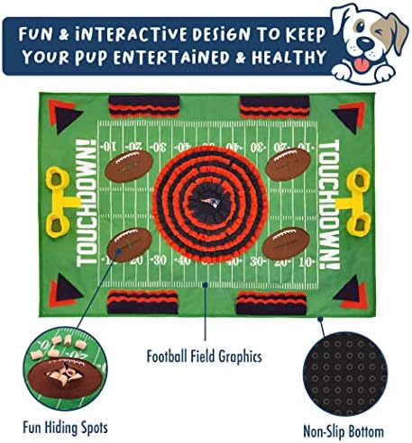 NFL New England Patriots Dog Snuffle Mat – Interactive Pet Slow Feeder, Football Field Design Food Puzzle Toy for Dogs & Cats, Foraging Activity Mat for Smarter Feeding