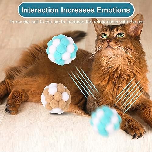 Cat Toys Balls with Bells 5cm Soft Cat Pom Poms Balls Cats 6 PCS