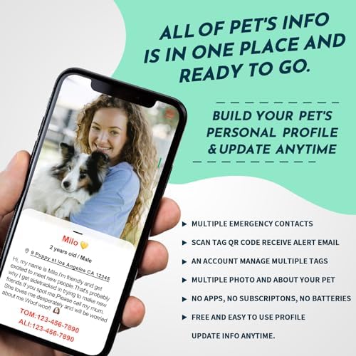 MYLUCKYTAG QR Code Dog Tags - Scan for Instant Pet Location Alert Email