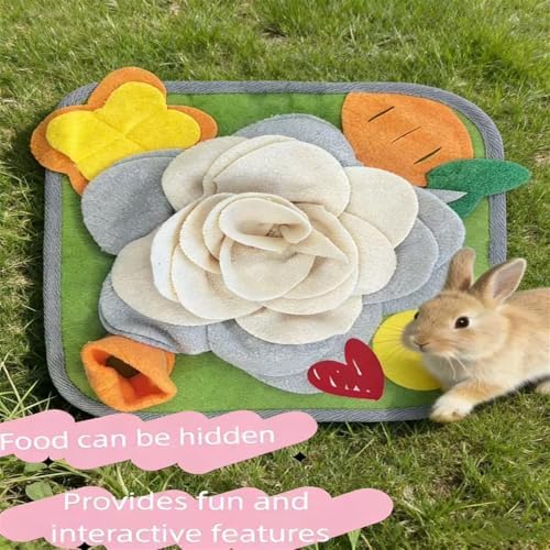 Rabbit Foraging Mat Snuffle Mat for Small Animals Rabbit Toy 11.81"x11.81" Rabbits Snuffle Mat Pets Interactive Feeding Matt Treat Dispenser for Bunny Guinea Pigs Ferrets Chinchillas (#B)