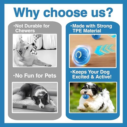 Interactive Dog Ball Toy for Small Dogs & Puppies, Blue