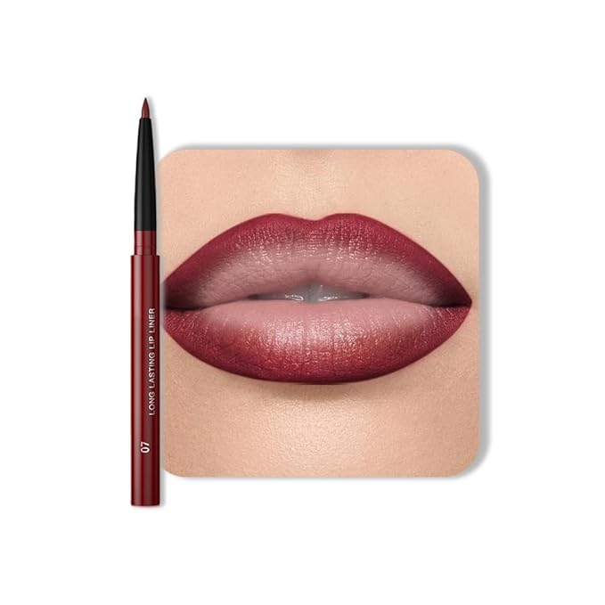 Gel Lip Liner Pencil for Women, Cherry Red Matte Long Lasting Lip Liner Lipstick 24 Hour, High Pigmented Lips Makeup Retractable Liners Waterproof Smudge Proof, Vegan & Cruelty-Free 07