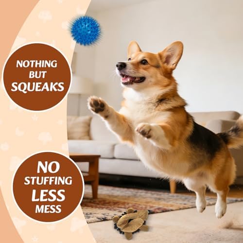 2-in-1 No-Stuffing Hedgehog Dog Toys 5PCS, Squeaky Ball for Throwing Play | Interactive Chewing Toys for Medium and Small Pets, Durable Plush for Companion, Keep Puppy Busy, Holiday Gift