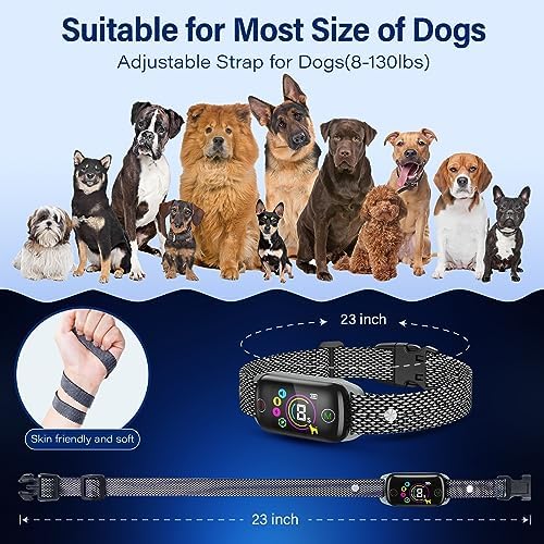 Dog Bark Collar ‌-Honeynet Smart Anti-Barking Training Device with 8 Sensitivity Levels, Beep/Vibration Modes, Auto Correction for Small/Medium/Large Dogs, IP67 Waterproof (Yellow)