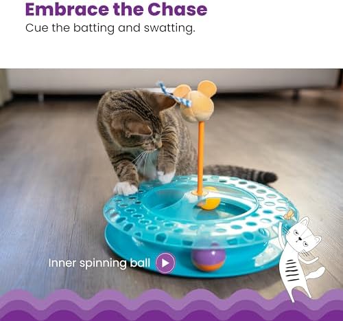 Catstages Cheese Chase Interactive Cat Track Toy with Balls and Catnip Toy, Multicolored
