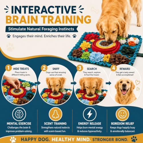 PET ARENA Dog Snuffle Feeding Mat, Adjustable Nose Work Activity Toy