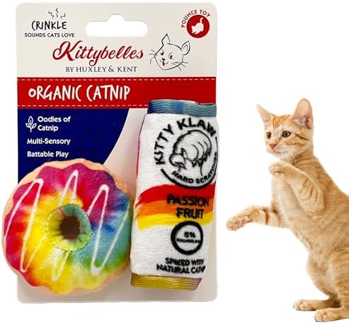 Huxley & Kent Plush Catnip Cat Toy 2pk, Donut & Kitty Klaw Passion Fruit