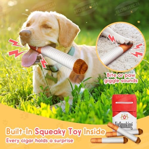 Funny Cigarette Dog Toys 3-Pack Squeaky Plush Toy for Medium Large Dogs