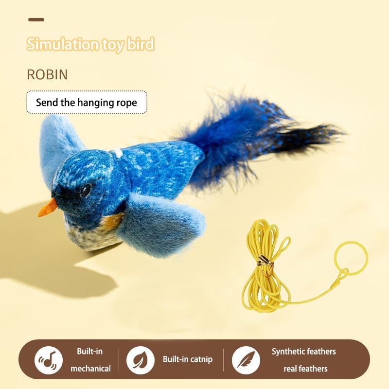 Interactive Chirping Bird Cat Toy with Catnip – Automatic Self-Play & Exercise Toy for Indoor Cats, Soft Feathered Bird Design with Realistic Sounds, Perfect for Kittens & Small Dogs
